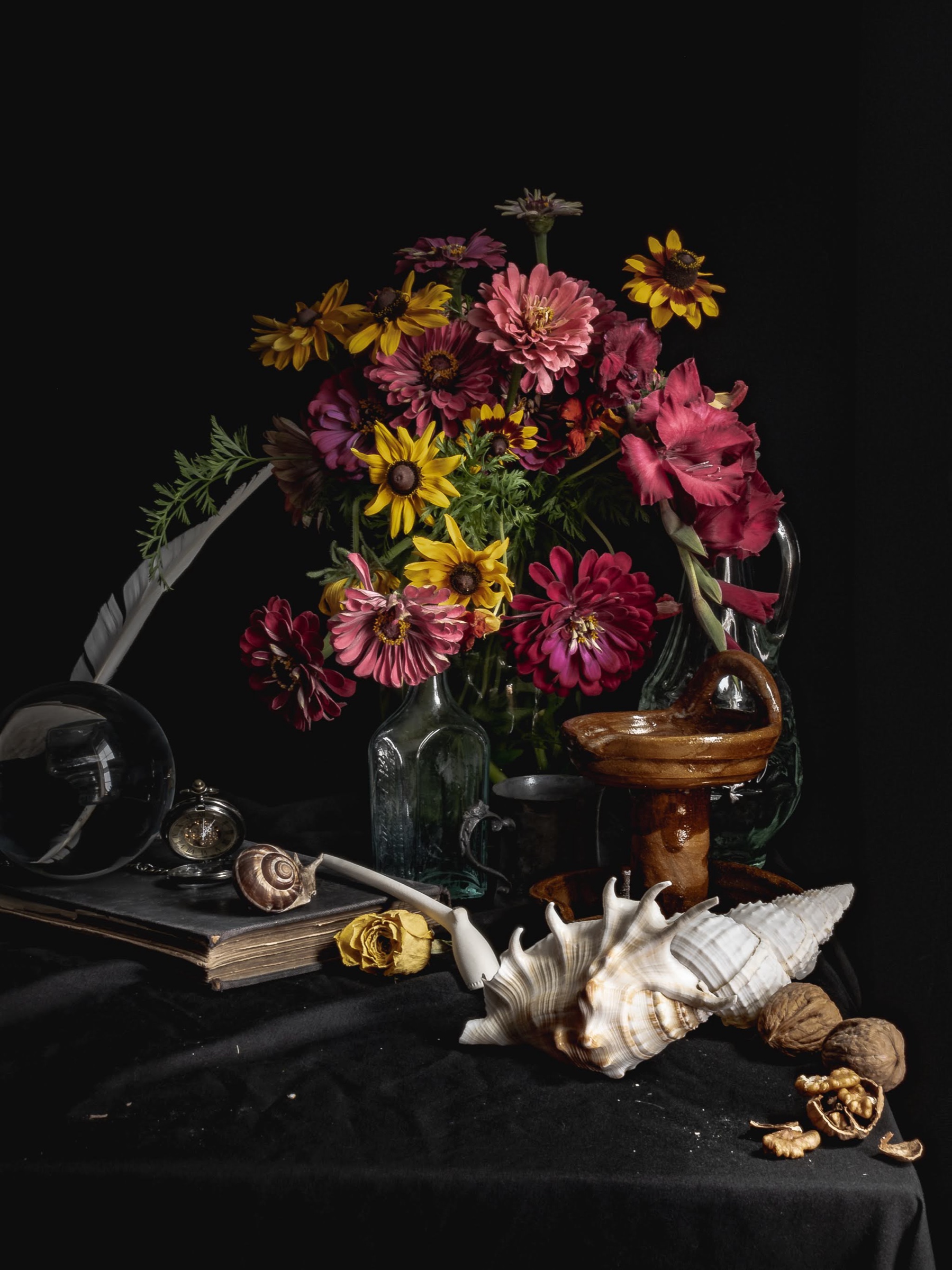 Still Life w/ Floral Arrangement & Oil Lamp — archival pigment print, Adam Gedney