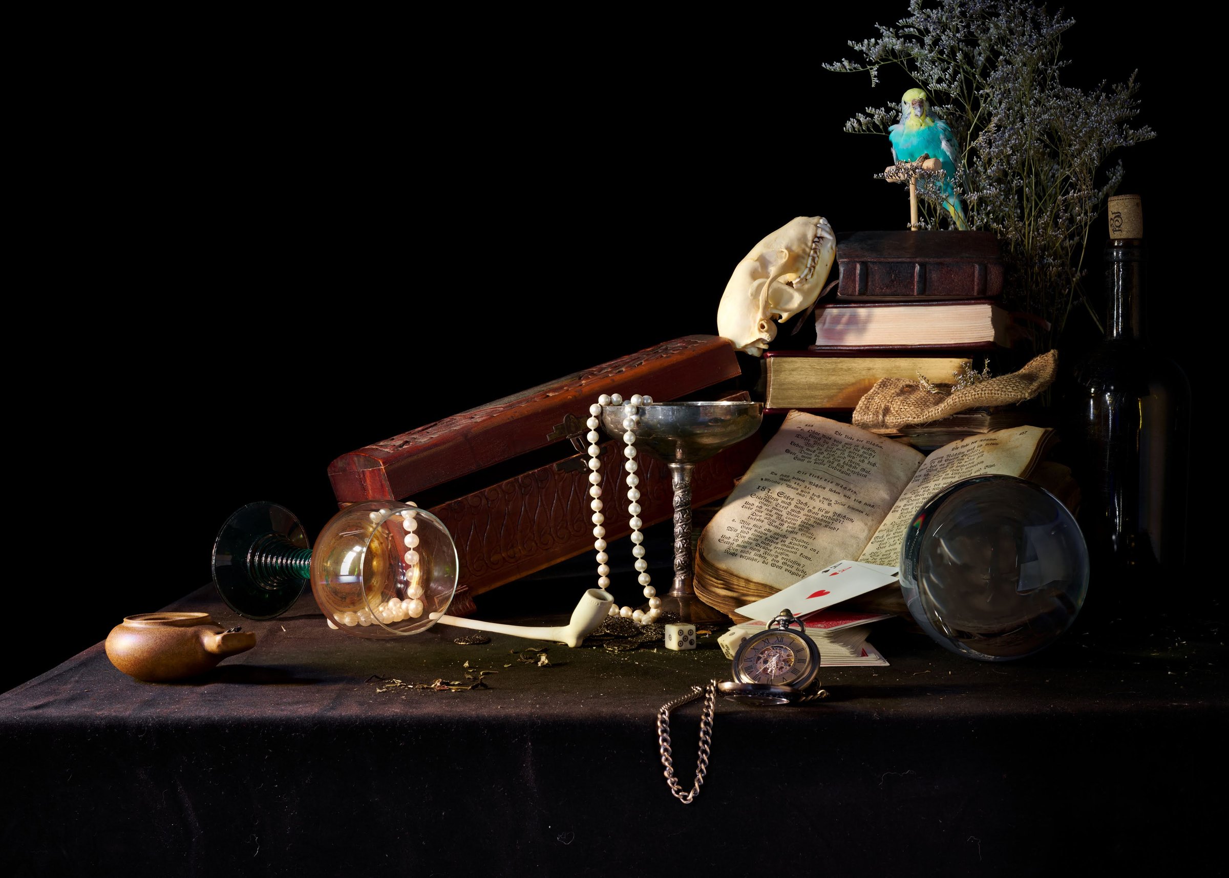 With Books, Bird, and Cards — archival pigment print, Adam Gedney
