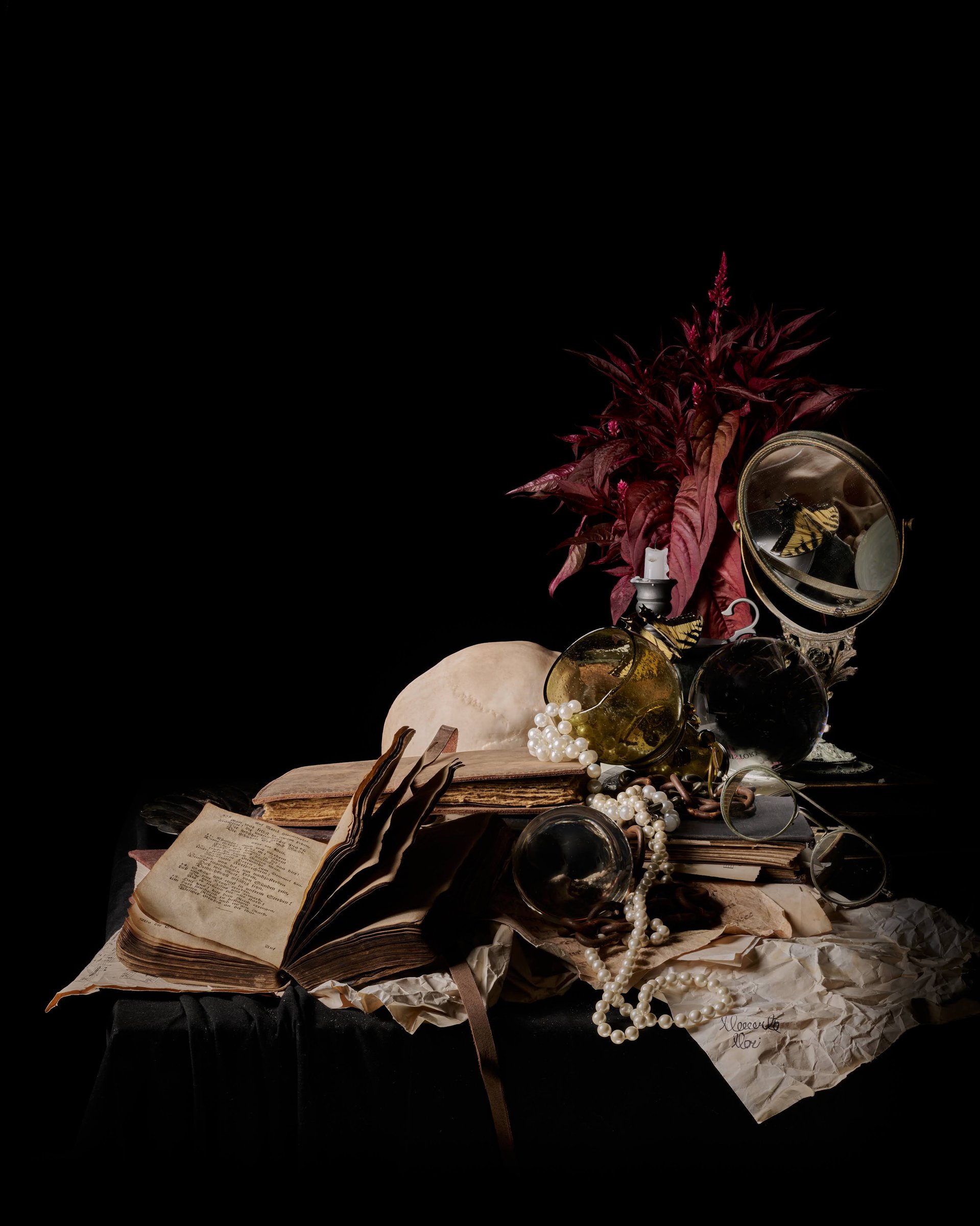 With Books, Orbs, and Red Dragon — archival pigment print, Adam Gedney